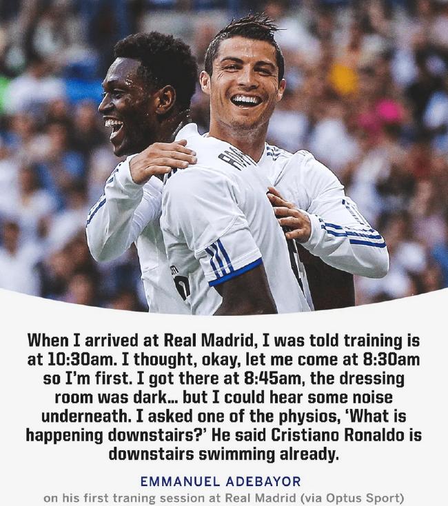 阿德巴约：10点半造就我8点半就到 C罗依然在游水